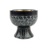 Brûle-encens calice en stéatite décoré avec grille, H 9 cm, Ø 9 cm. Livré en boîte individuelle.