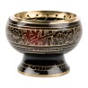 Brûle-encens en laiton noir ciselé avec grille, H 5,5 cm, Ø 6 cm. Livré en boîte individuelle.