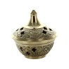 Brûle-encens en laiton ciselé avec grille, H 8 cm, Ø 6 cm. Livré en boîte individuelle.