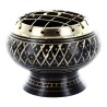 Brûle-encens en laiton noir strié avec grille, H 5 cm, Ø 6 cm. Livré en boîte individuelle.