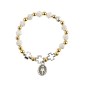 Bracelet dizainier sur élastique pour enfant avec grains métal forme rose Ø 6 mm et médaille V Miraculeuse.