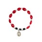 Bracelet sur élastique pour enfant, grains coccinelle 6 x 8 mm avec médaille V Miraculeuse.