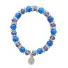 Bracelet sur elastique grains verre, facettes et strass, Ø 8 mm, avec croix.