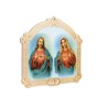 Cadre en bois a suspendre avec liseret dore H. 14 x 10,5 cm  image collee, plusieurs saints.