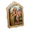 Cadre en bois a suspendre avec liseret dore H. 14 x 10,5 cm  image collee, plusieurs saints.