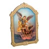 Cadre en bois a suspendre avec liseret dore H. 14 x 10,5 cm  image collee, plusieurs saints.