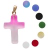 Croix de cou en verre H. 2.5 cm, couleurs assorties. VENDU PAR LOT DE 20.