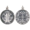 Medaille metal couleur argentee de saint Benoit, plusieurs tailles.