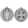 Medaille metal couleur argentee de saint Benoit, plusieurs tailles.