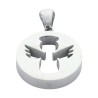 Pendentif ange couleur argentée en acier inoxydable H. 2 cm.