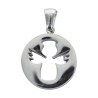 Pendentif ange couleur argentée en acier inoxydable H. 2 cm.