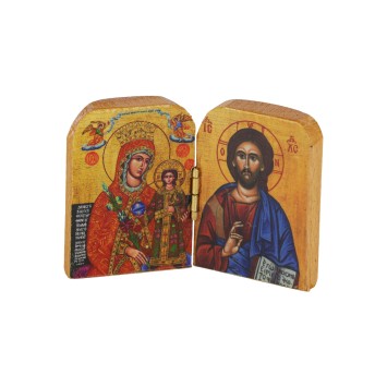 Diptyque en bois grave image classique H.5 x 7.5 cm, divers modeles, vendus en assortiment.