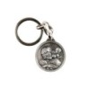 Porte-clés de saint Christophe en buste Ø 3 cm en métal couleur argentée..