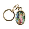 Porte-cles en metal couleur doree H. 3,8 cm avec resine couleur des saints.