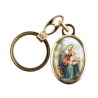Porte-cles en metal couleur doree H. 3,8 cm avec resine couleur des saints.