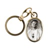 Porte-cles en metal couleur doree H. 3,8 cm avec resine couleur des saints.