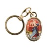 Porte-cles en metal couleur doree H. 3,8 cm avec resine couleur des saints.
