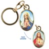 Porte-cles en metal couleur doree H. 3,8 cm avec resine couleur des saints.