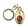 Porte-cles en metal couleur doree H. 3,8 cm avec resine couleur des saints.