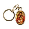 Porte-cles en metal couleur doree H. 3,8 cm avec resine couleur des saints.