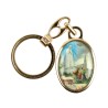 Porte-cles en metal couleur doree H. 3,8 cm avec resine couleur des saints.