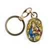 Porte-cles en metal couleur doree H. 3,8 cm avec resine couleur des saints.