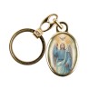 Porte-cles en metal couleur doree H. 3,8 cm avec resine couleur des saints.