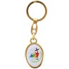 Porte-cles en metal couleur doree H. 3,8 cm avec resine couleur des saints.