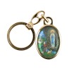 Porte-cles en metal couleur doree H. 3,8 cm avec resine couleur des saints.