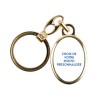 Porte-cles en metal couleur doree H. 3,8 cm avec resine couleur des saints.