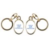 Porte-cles en metal couleur doree H. 3,8 cm avec resine couleur des saints.