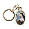 Porte-cles en metal couleur doree H. 3,8 cm avec resine couleur des saints.