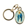 Porte-cles en metal couleur doree H. 3,8 cm avec resine couleur des saints.