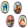 Plaque auto forme ovale H. 3,8 cm en metal avec resine, plusieurs saints.
