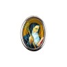 Plaque auto forme ovale H. 3,8 cm en metal avec resine, plusieurs saints.