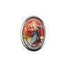 Plaque auto forme ovale H. 3,8 cm en metal avec resine, plusieurs saints.