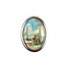 Plaque auto forme ovale H. 3,8 cm en metal avec resine, plusieurs saints.