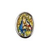 Plaque auto forme ovale H. 3,8 cm en metal avec resine, plusieurs saints.