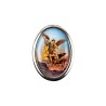 Plaque auto forme ovale H. 3,8 cm en metal avec resine, plusieurs saints.