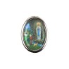 Plaque auto forme ovale H. 3,8 cm en metal avec resine, plusieurs saints.