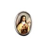 Plaque auto forme ovale H. 3,8 cm en metal avec resine, plusieurs saints.