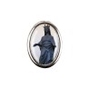 Plaque auto forme ovale H. 3,8 cm en metal avec resine, plusieurs saints.