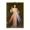 Cadre en bois à suspendre, finition feuille d’or – H. 15 x 10 cm, image collée, plusieurs saints.