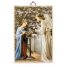Cadre en bois à suspendre, finition feuille d’or – H. 15 x 10 cm, image collée, plusieurs saints.