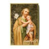 Cadre en bois à suspendre, finition feuille d’or – H. 15 x 10 cm, image collée, plusieurs saints.