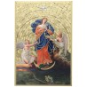 Cadre en bois à suspendre, finition feuille d’or – H. 15 x 10 cm, image collée, plusieurs saints.