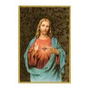 Cadre en bois à suspendre, finition feuille d’or – H. 15 x 10 cm, image collée, plusieurs saints.