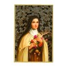 Cadre en bois à suspendre, finition feuille d’or – H. 15 x 10 cm, image collée, plusieurs saints.