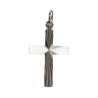 Croix de cou striee en metal couleur argentee H. 2,5 cm.