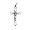 Croix de cou baroque en métal couleur argentée émaillé avec Christ H. 2,5 cm.